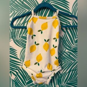 Hanna Andersson White Swimsuit with Yellow Lemon Print